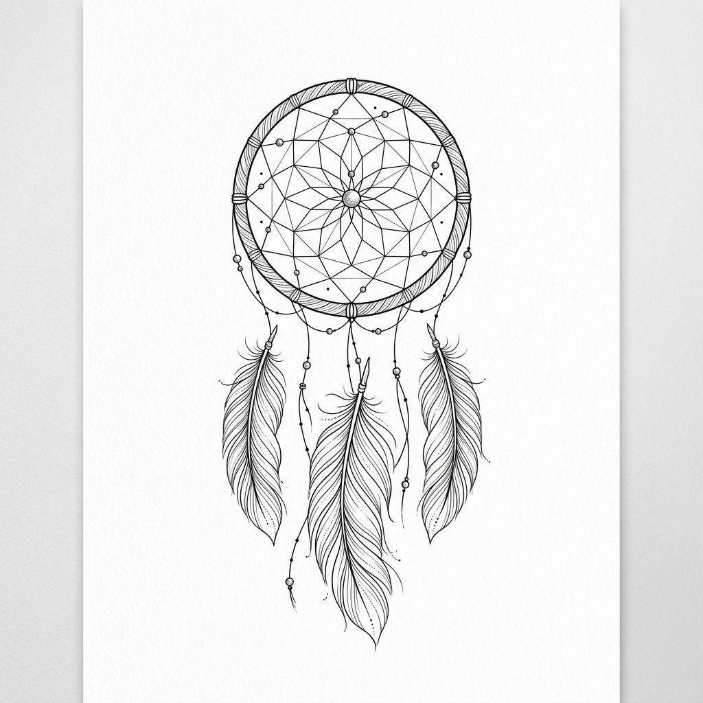 dreamcatcher-tattoo classic fine line dreamcatcher