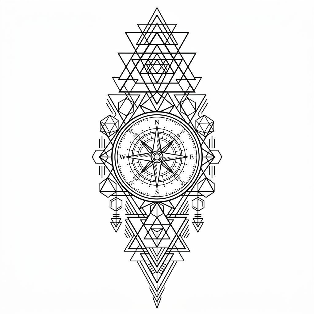 forearm-tattoo geometric compass