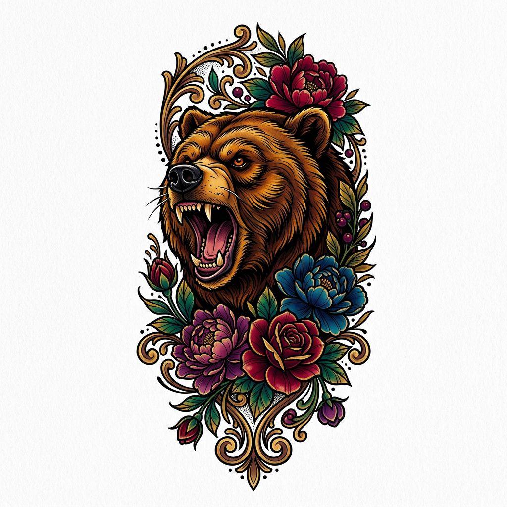 forearm-tattoo neo-traditional bear