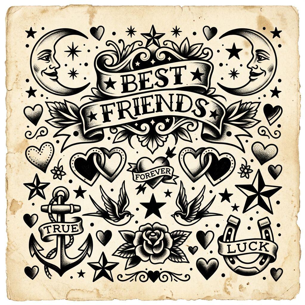 best friend-tattoo best friends patchwork