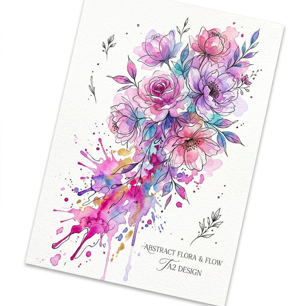 flower-tattoo watercolor flowers with splashes