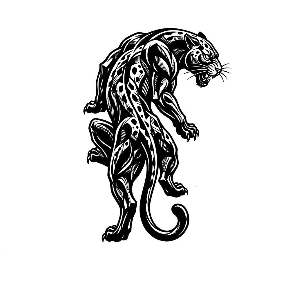 arm-tattoo blackwork panther