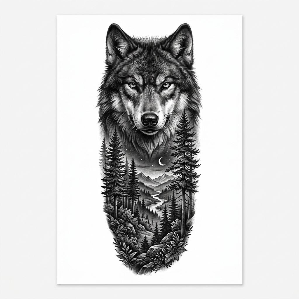 arm-tattoo realistic wolf
