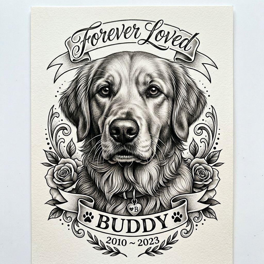 dog-tattoo realistic dog portrait
