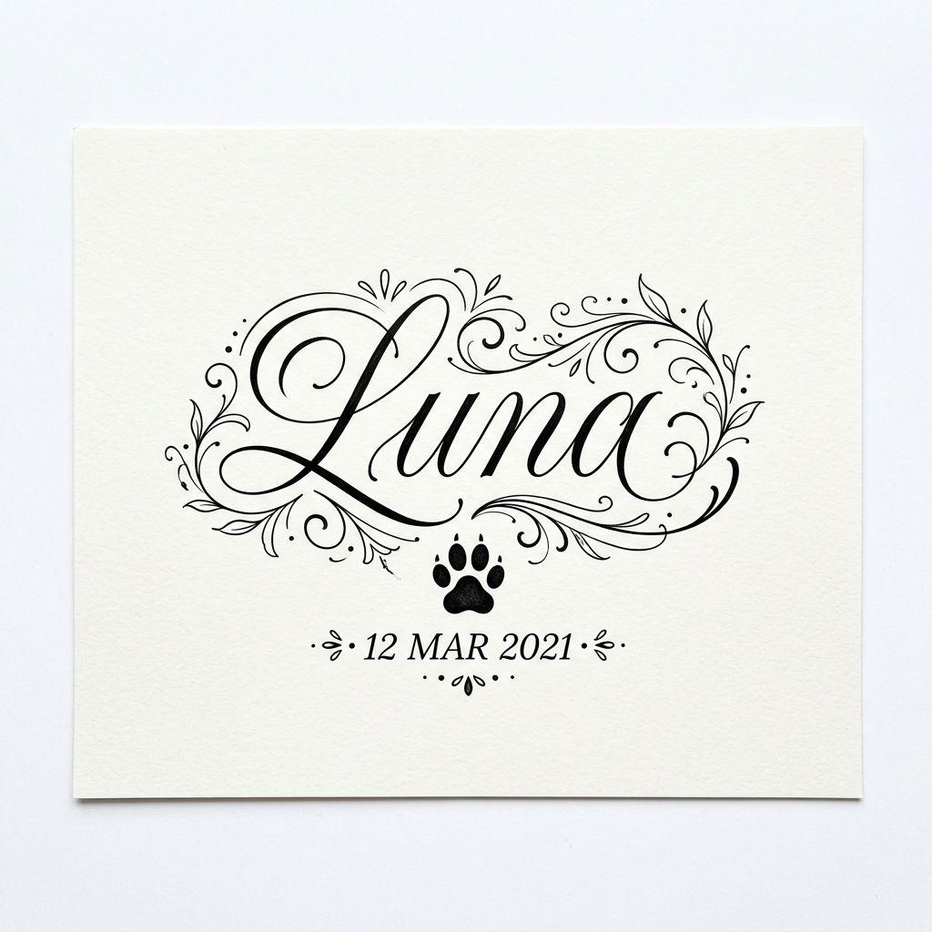 dog-tattoo dog name lettering
