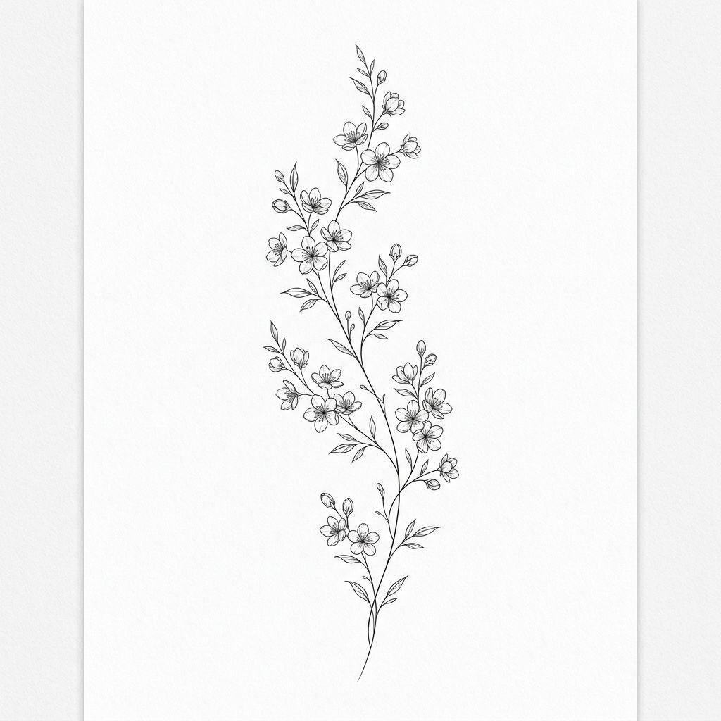 spine-tattoo fine line floral vine