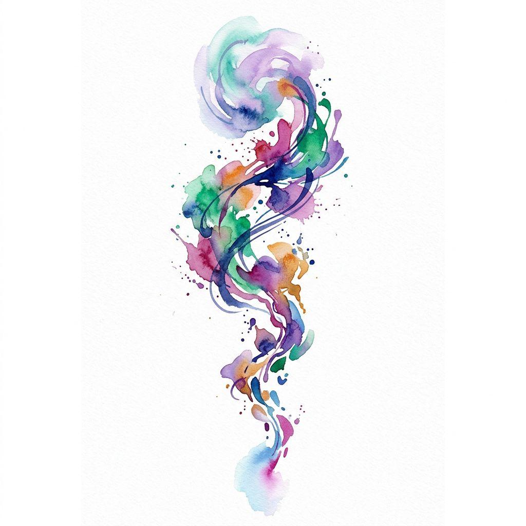 spine-tattoo abstract watercolor composition