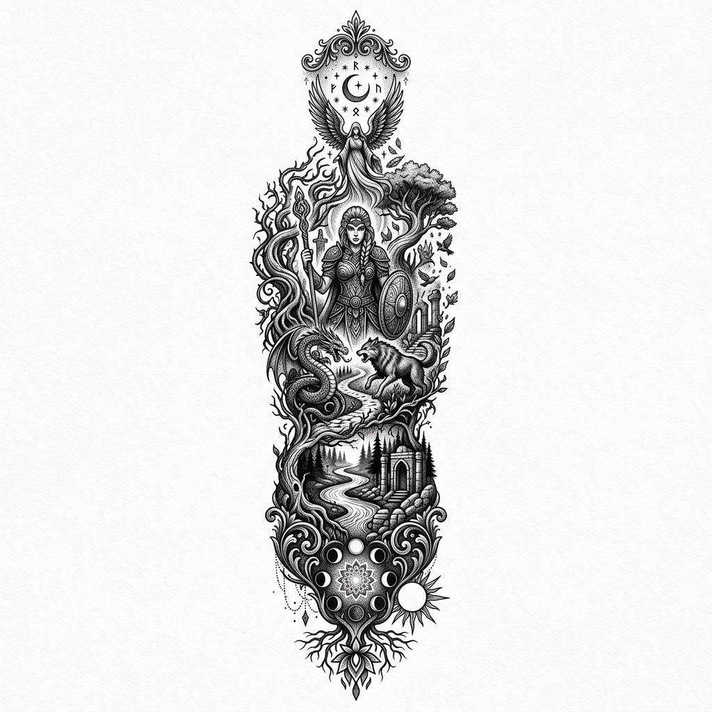 spine-tattoo premium illustrative motif