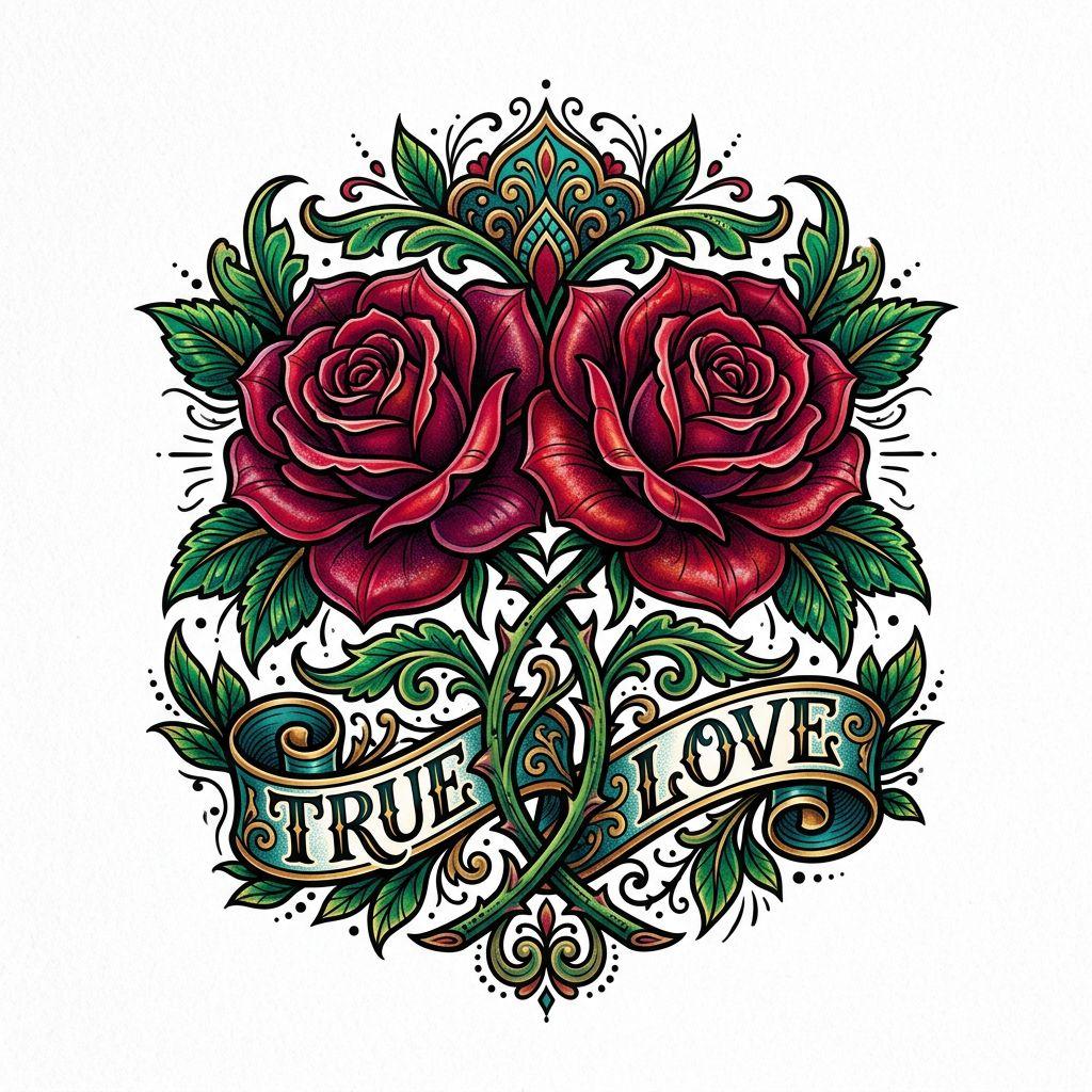 idée tatouage commun roses néo-traditionnelles
