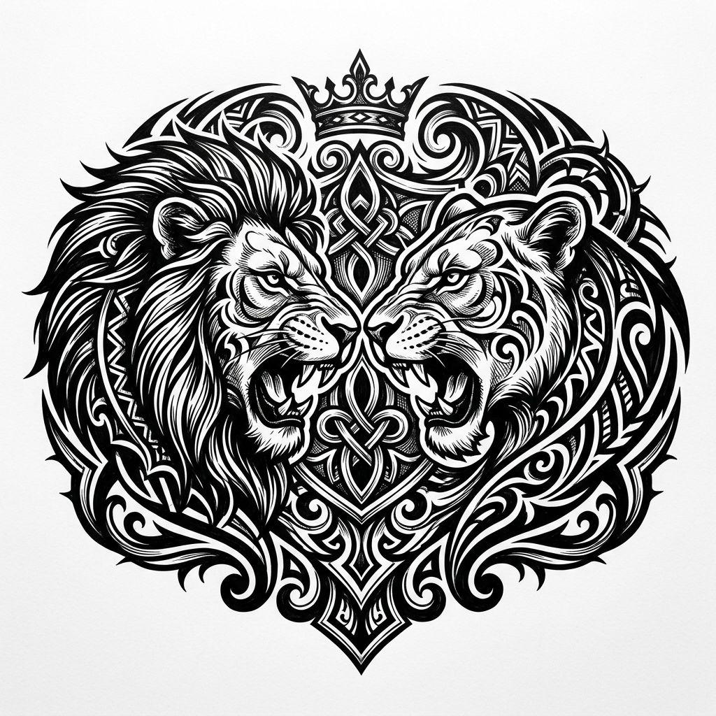 idée tatouage commun lion et lionne