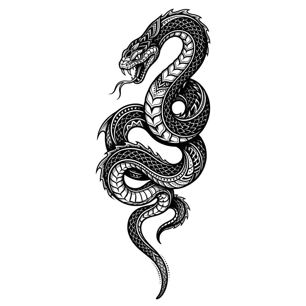 neck-tattoo blackwork snake