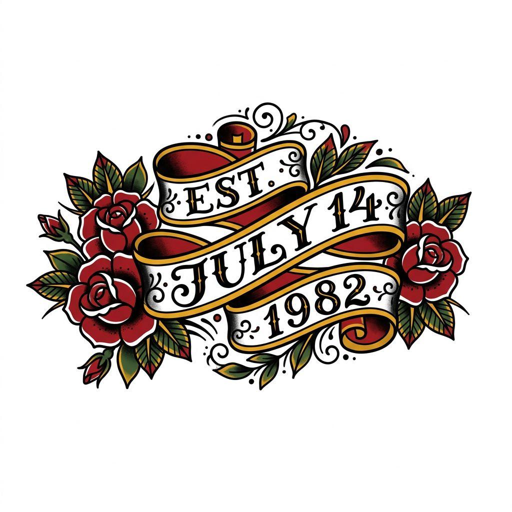birth date-tattoo old school banner date