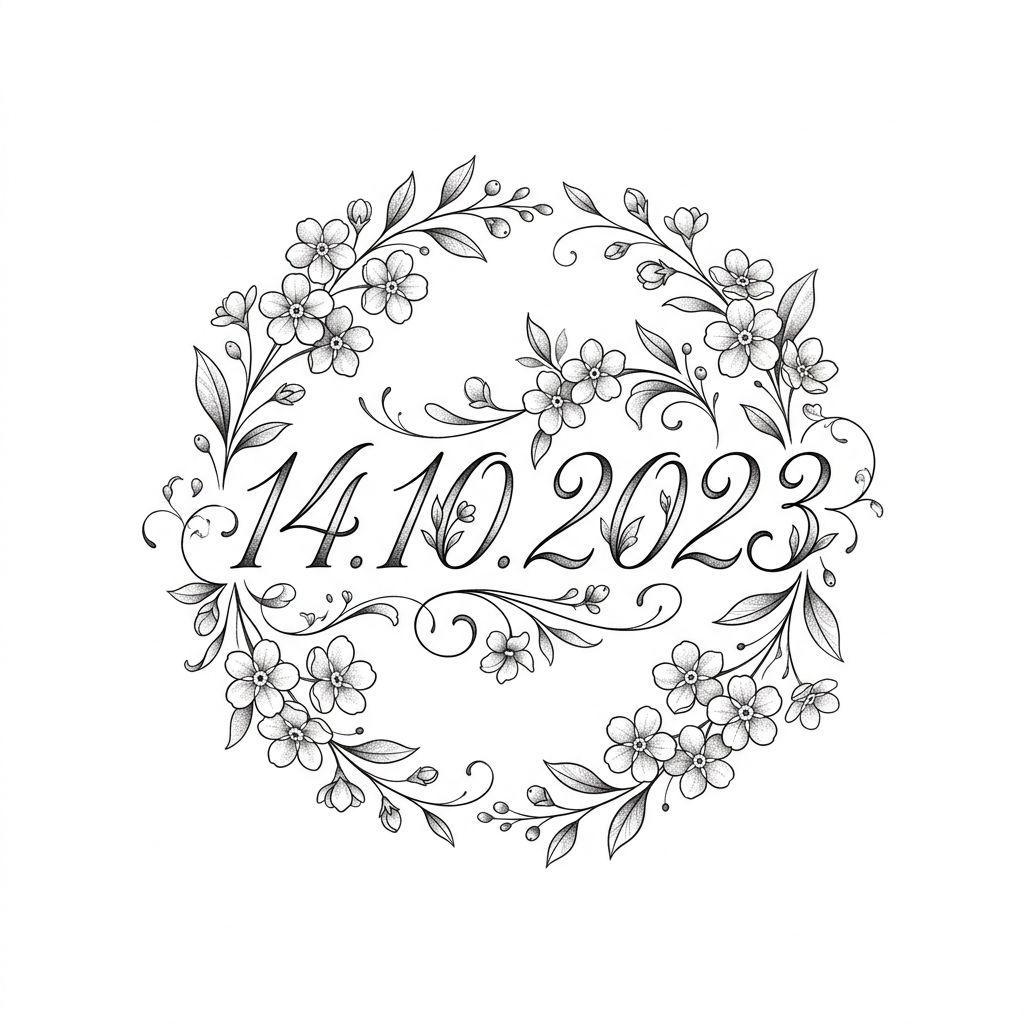 birth date-tattoo floral memorial date