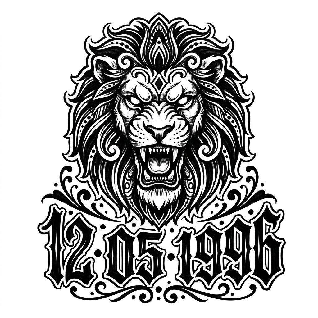 birth date-tattoo date and lion