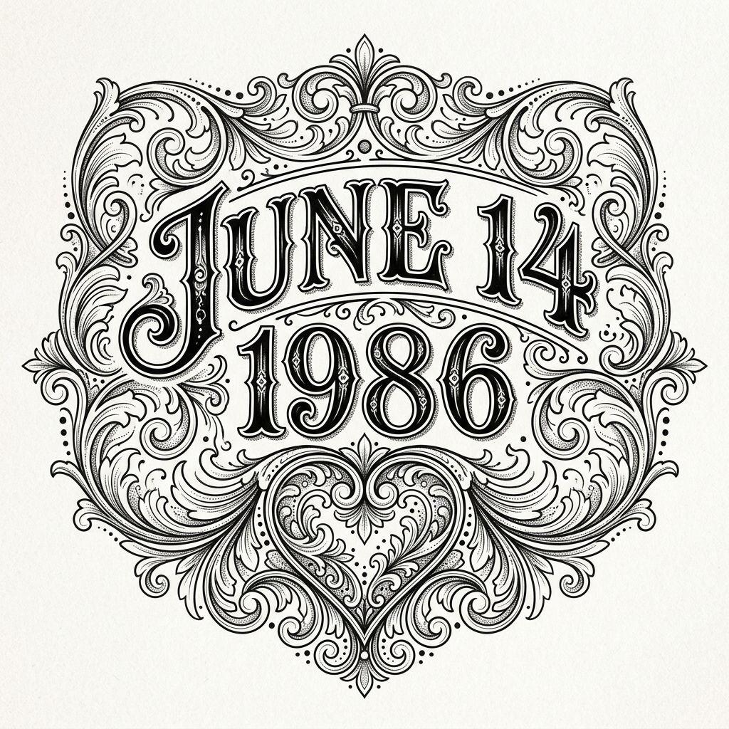 birth date-tattoo ornamental date