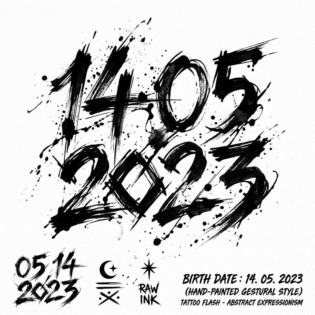 birth date-tattoo abstract date