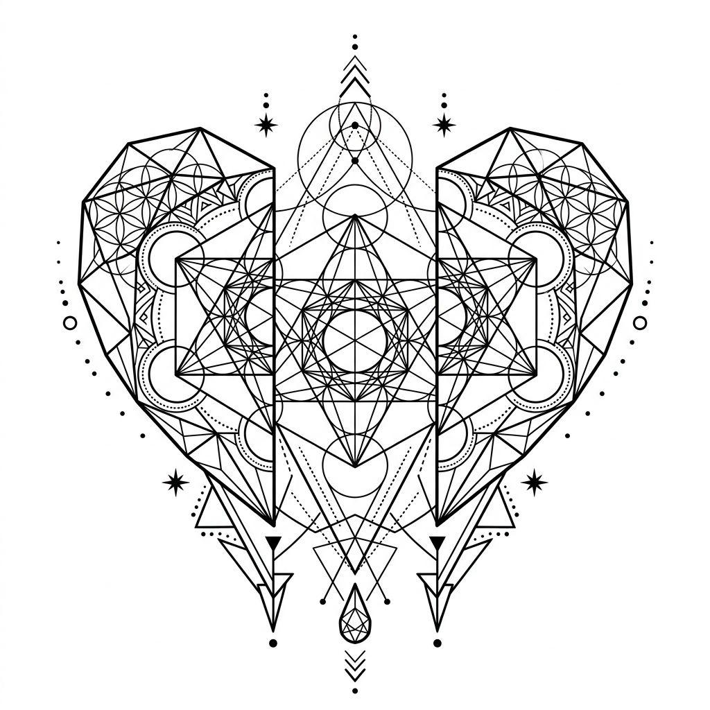 idée tatouage deuil cœur géométrique brisé
