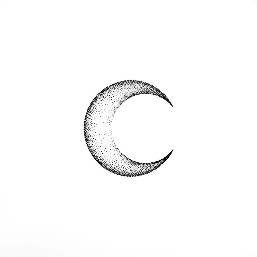 finger-tattoo dotwork moon