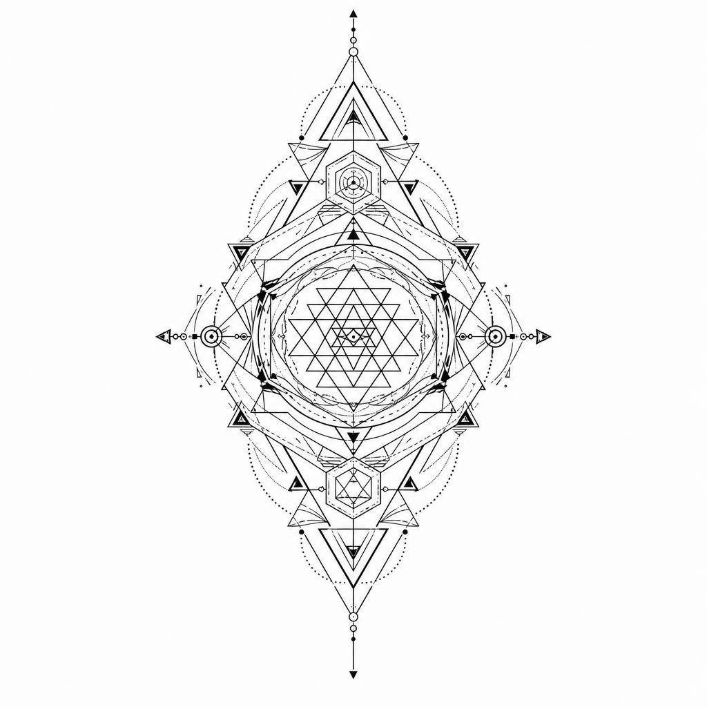 back-tattoo centered geometric mandala