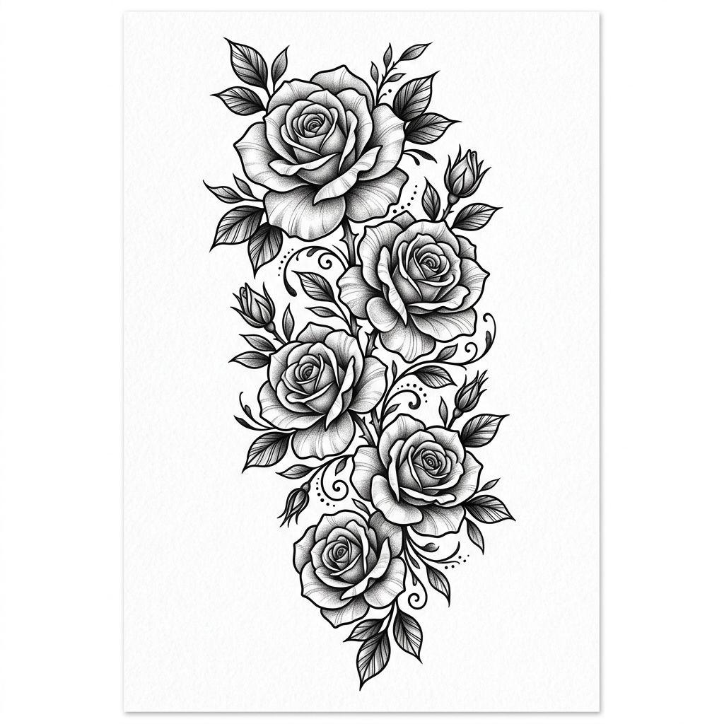back-tattoo falling roses