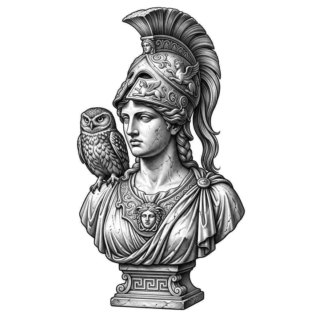 back-tattoo mythological athena