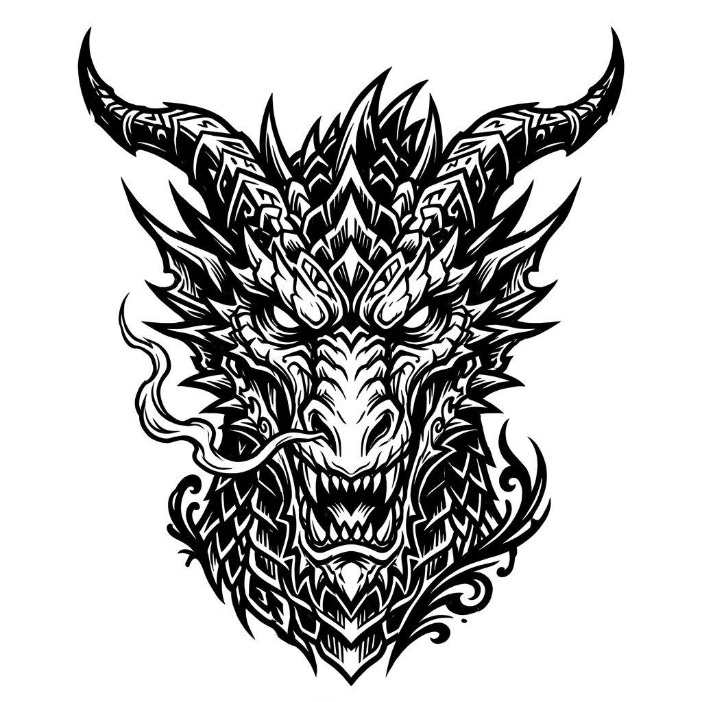 dragon-tattoo dark blackwork dragon