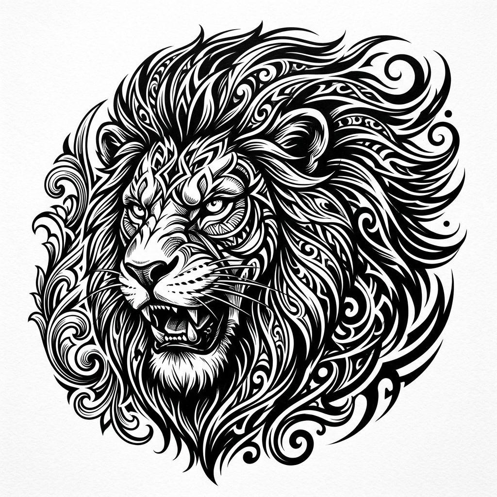 shoulder-tattoo blackwork lion