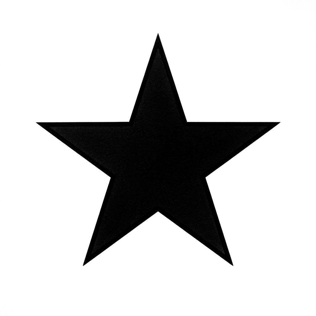 star tattoo solid blackwork star, design on white background