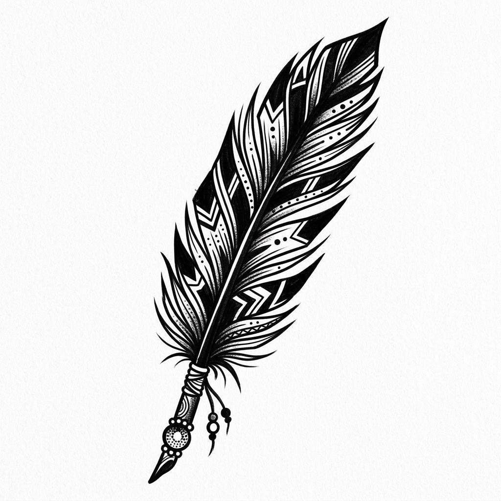 feather-tattoo bold blackwork feather