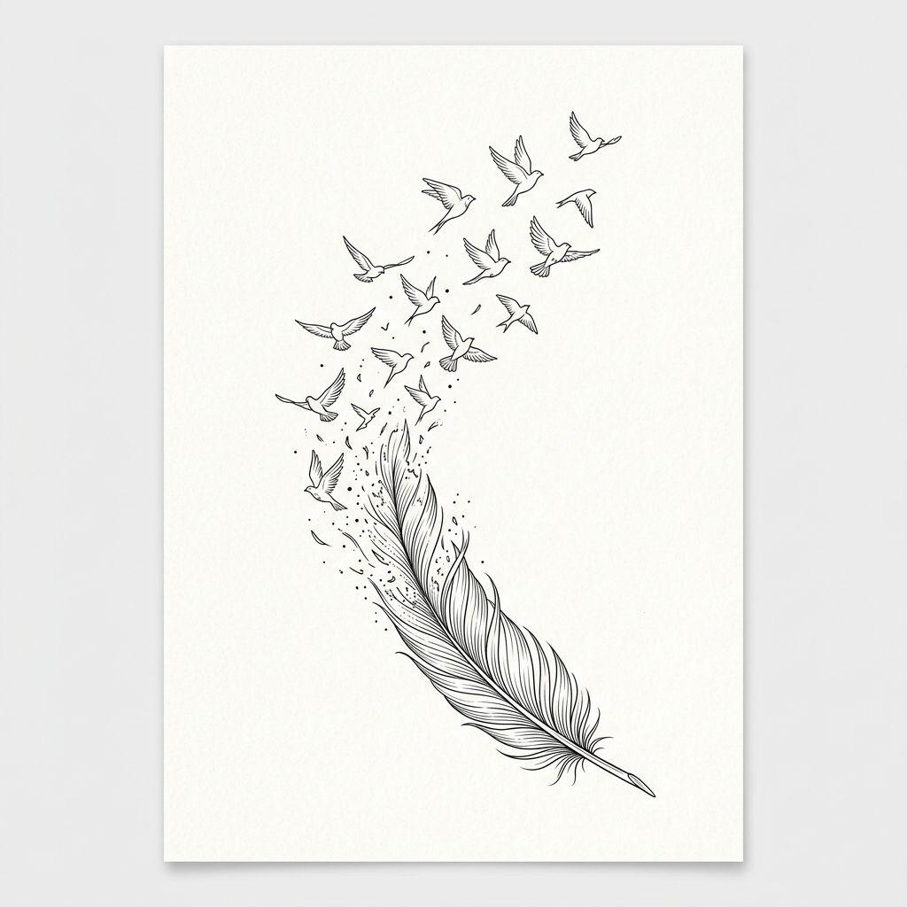 feather-tattoo feather dissolving into birds