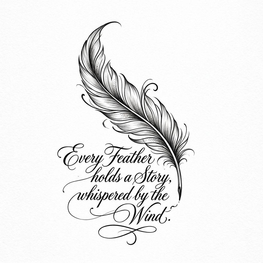 feather-tattoo feather with lettering