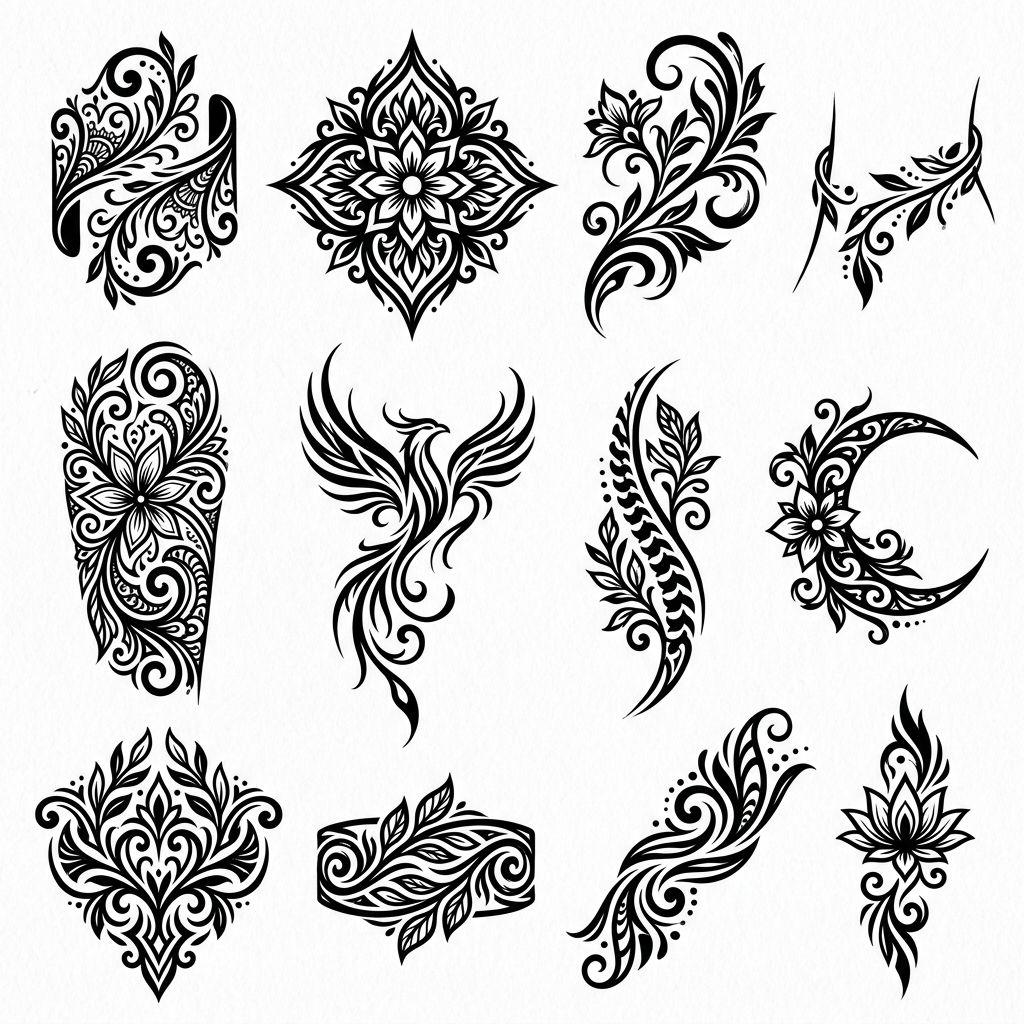 women-tattoo feminine modern tribal