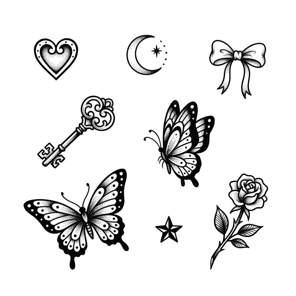 women-tattoo feminine flash patchwork