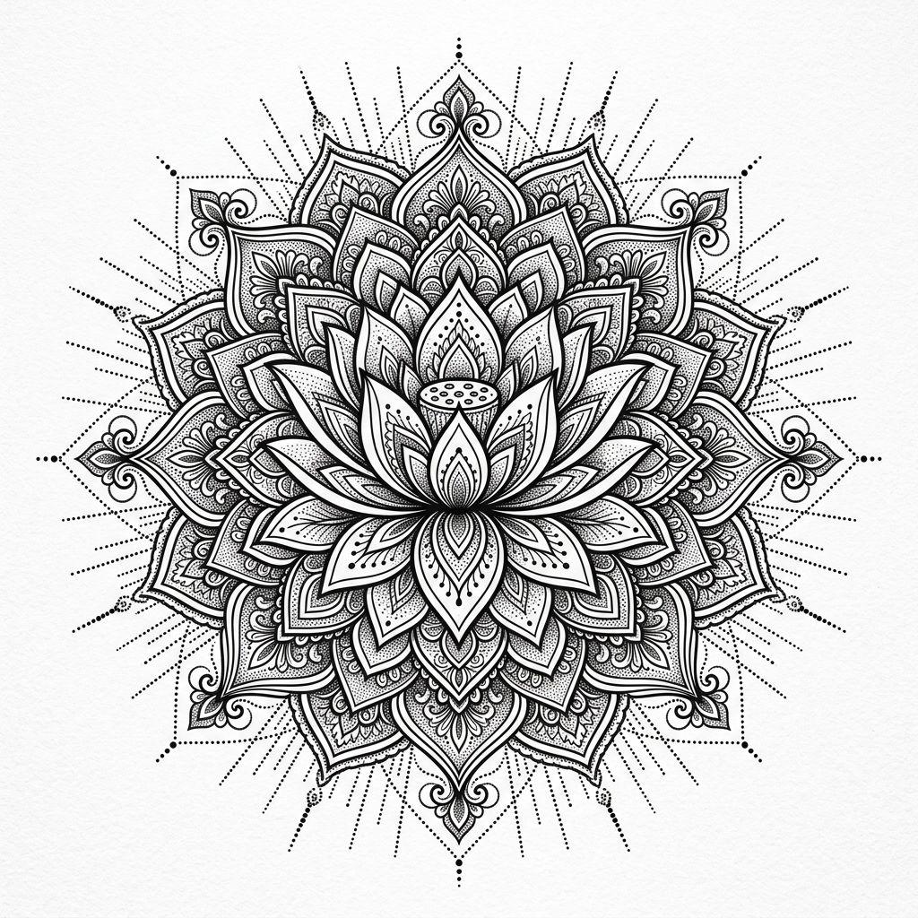 lotus flower tattoo ornamental mandala lotus, design on white background