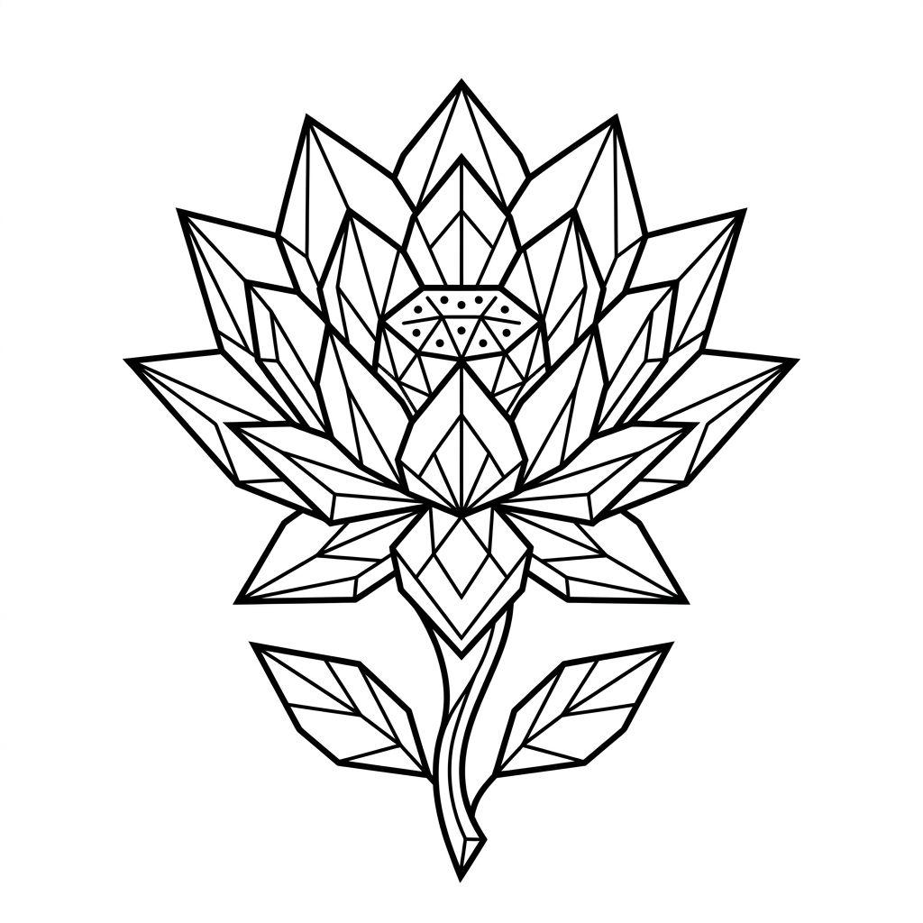 lotus flower tattoo geometric lotus, design on white background