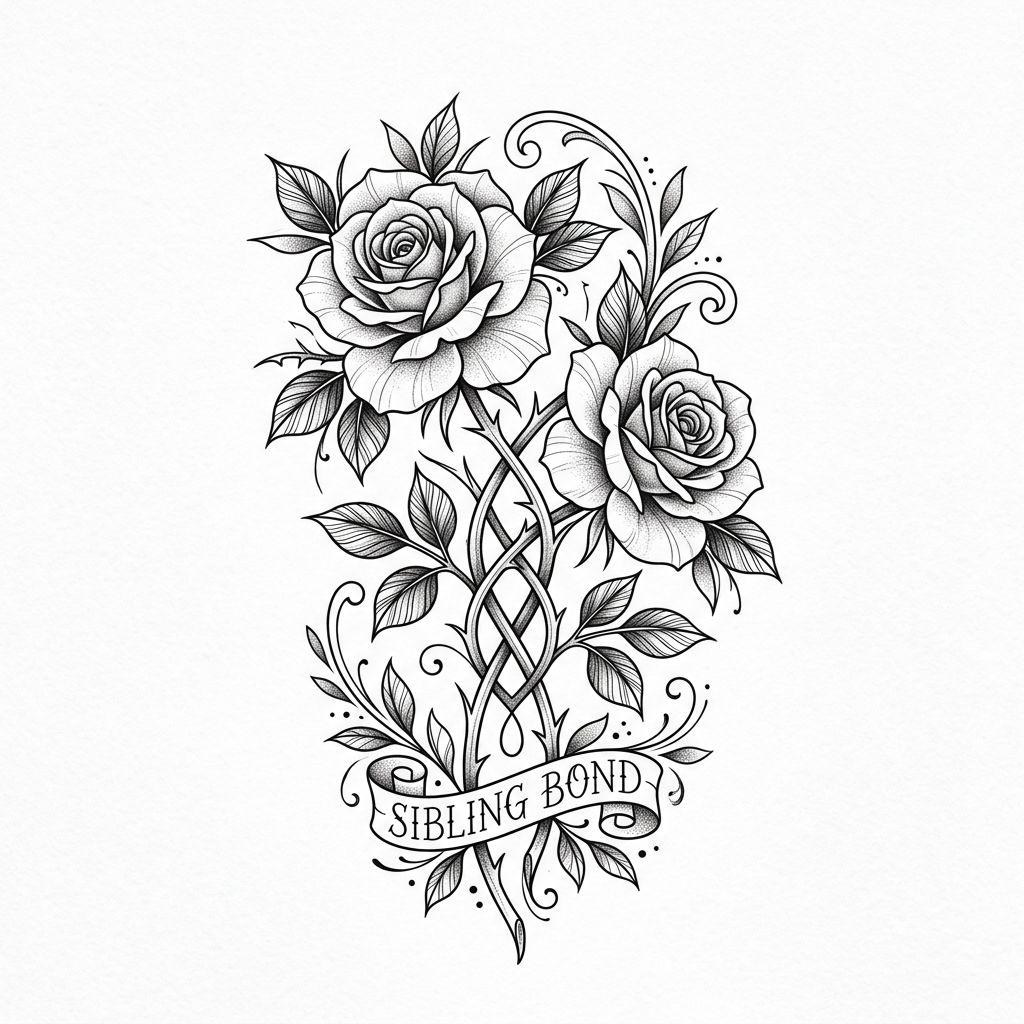siblings-tattoo intertwined roses