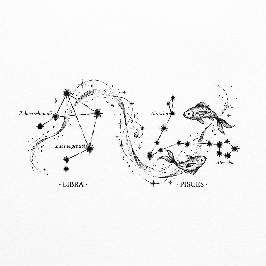 wedding-tattoo wedding constellation in dotwork