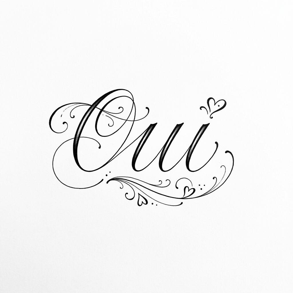 wedding-tattoo cursive "yes" lettering