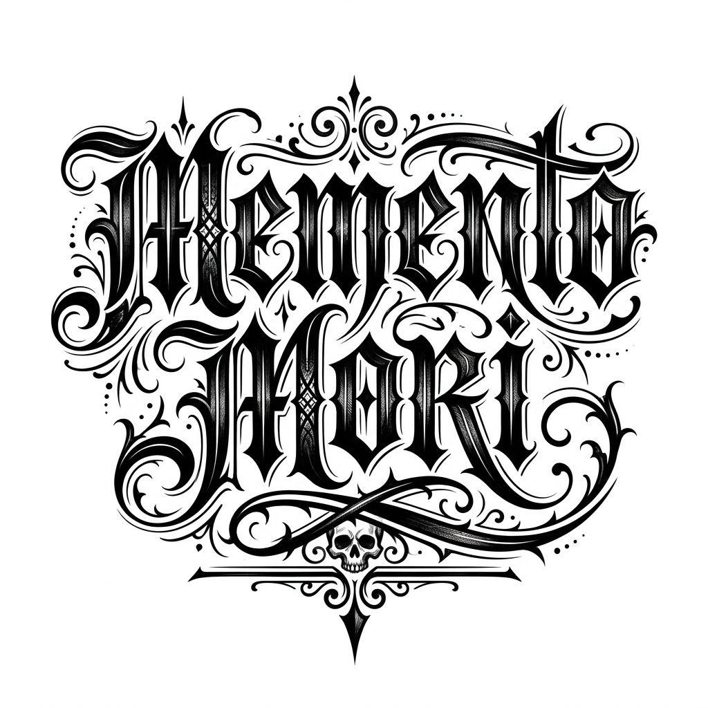 men-tattoo memento mori lettering