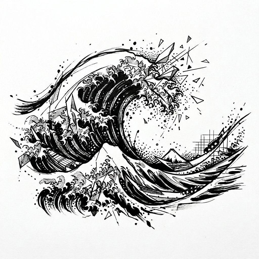 men-tattoo abstract wave