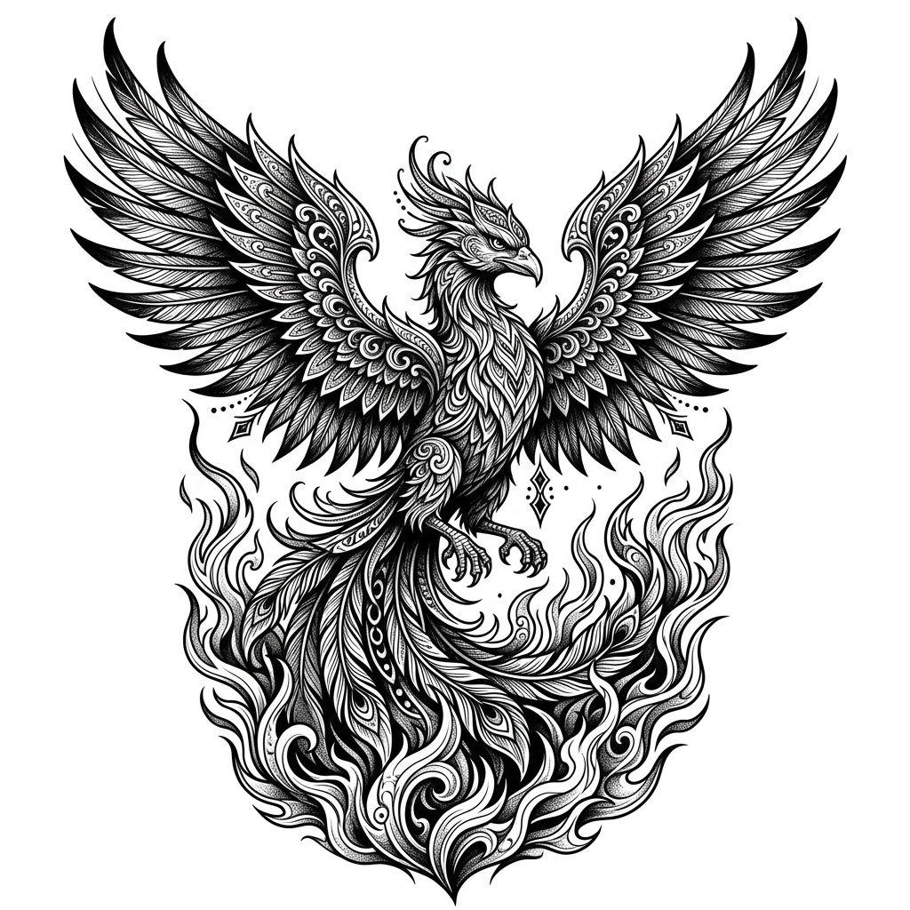 men-tattoo artistic phoenix