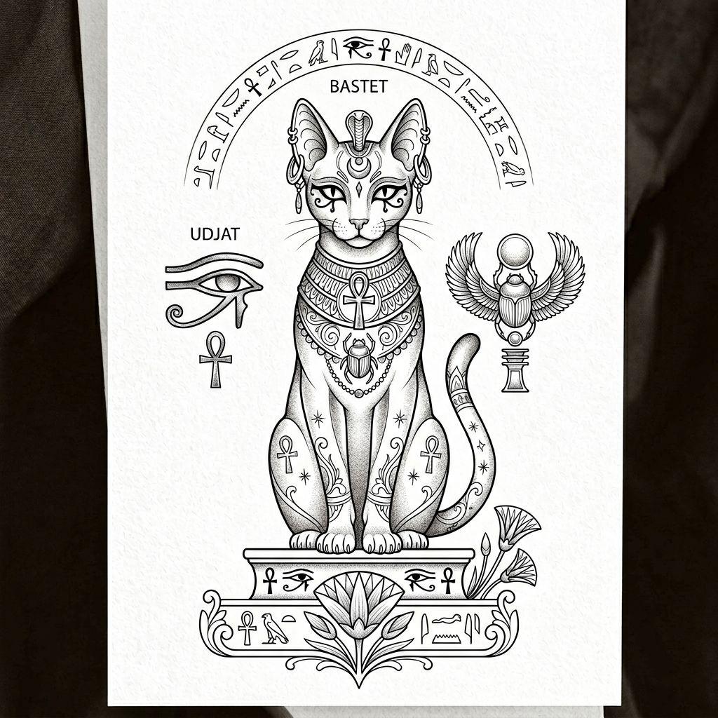 cat-tattoo egyptian bastet cat