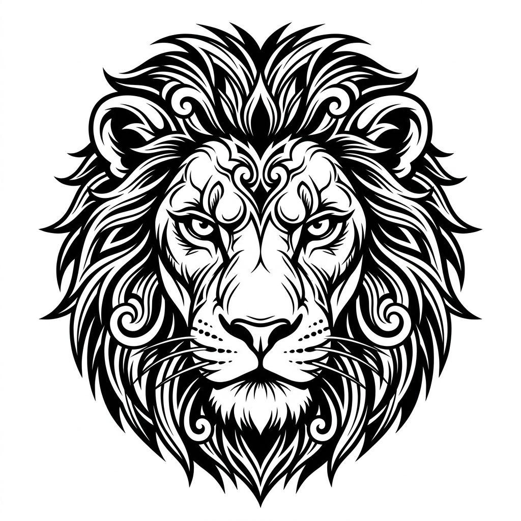 lion-tattoo blackwork lion head