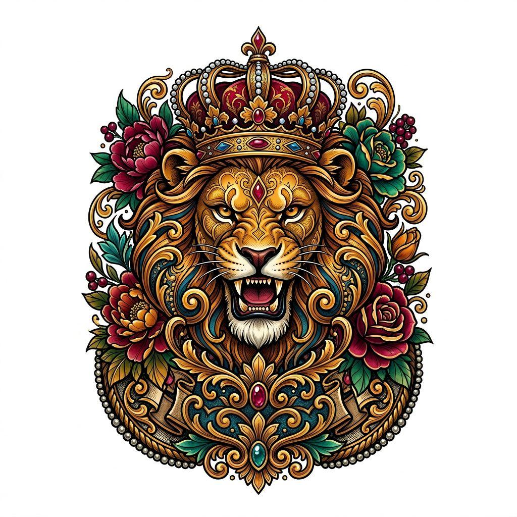 lion-tattoo neo-traditional lion