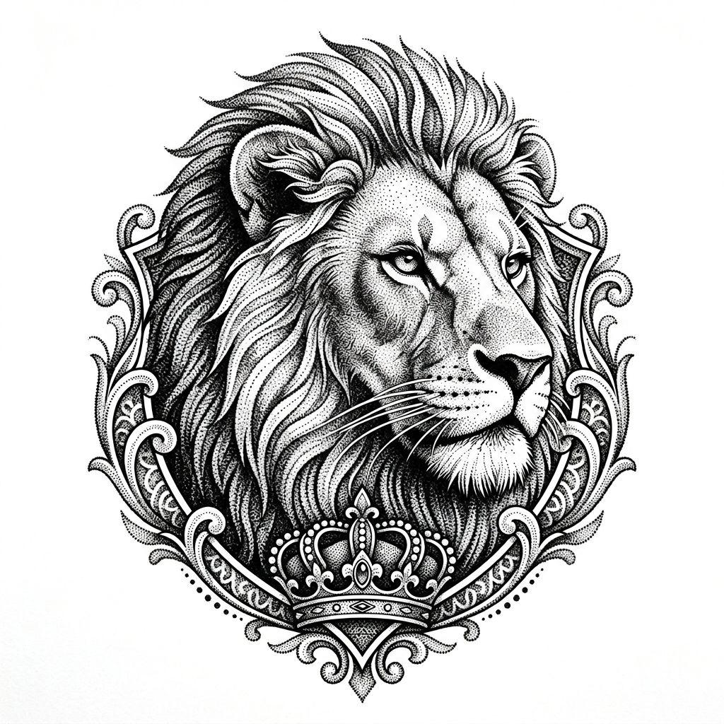 lion-tattoo dotwork lion