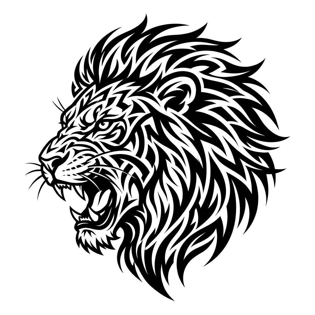 lion-tattoo modern tribal lion