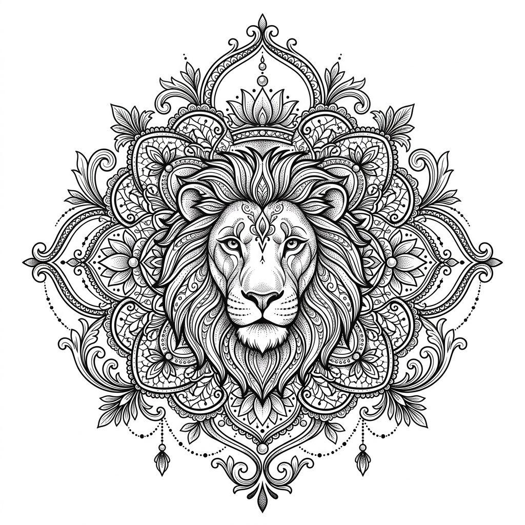 lion-tattoo lion mandala