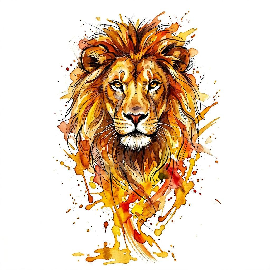 lion-tattoo watercolor lion