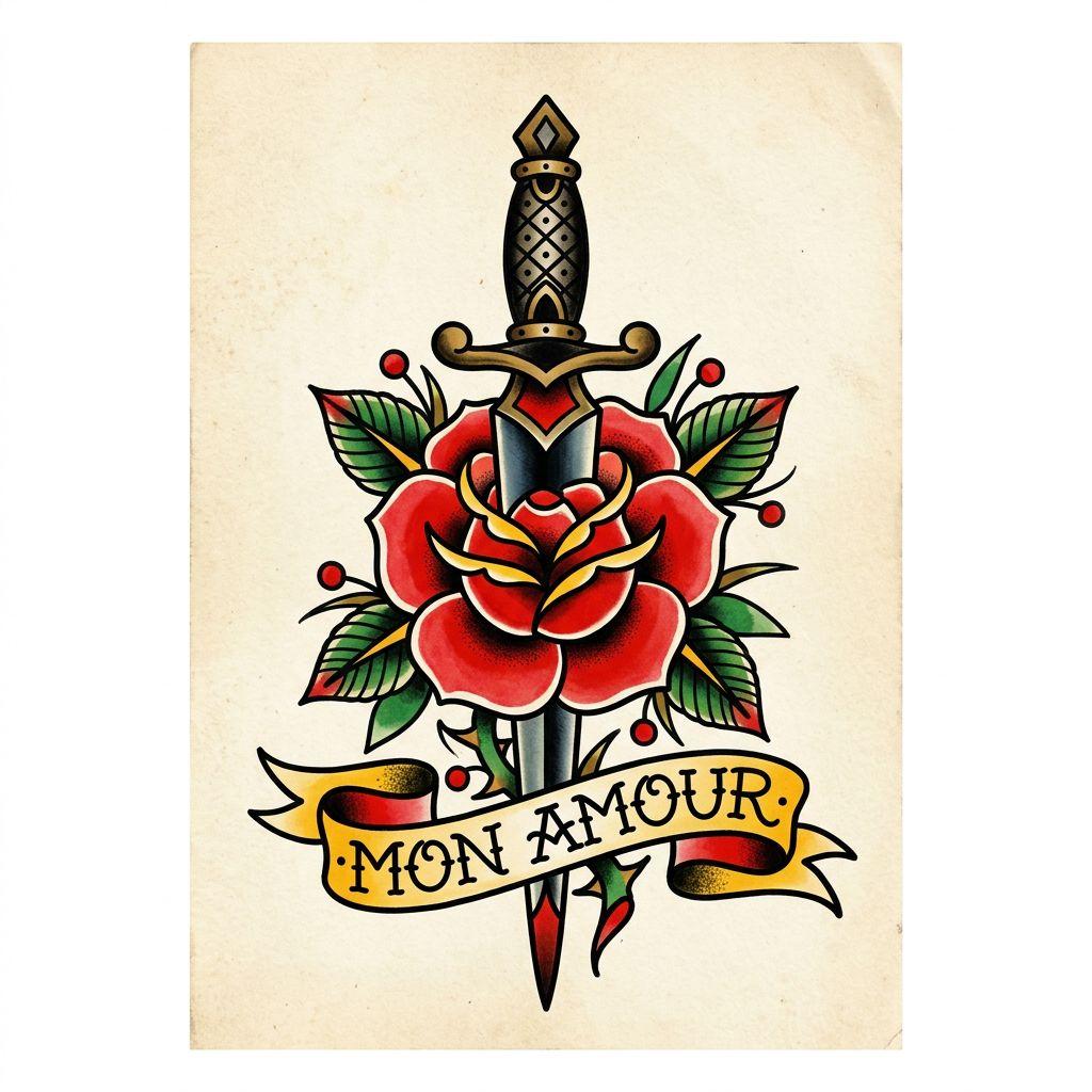 hand-tattoo old-school dagger hand
