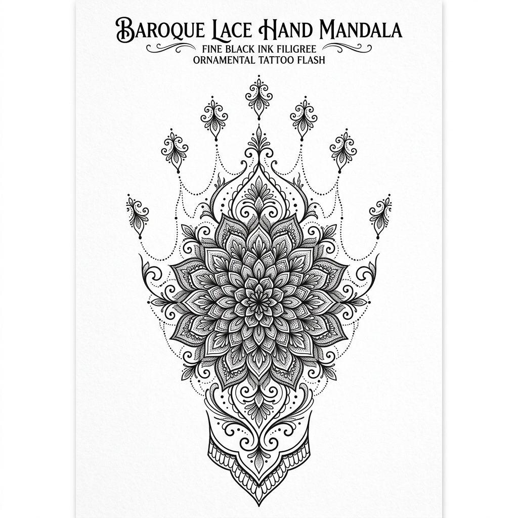 hand-tattoo ornamental mandala hand